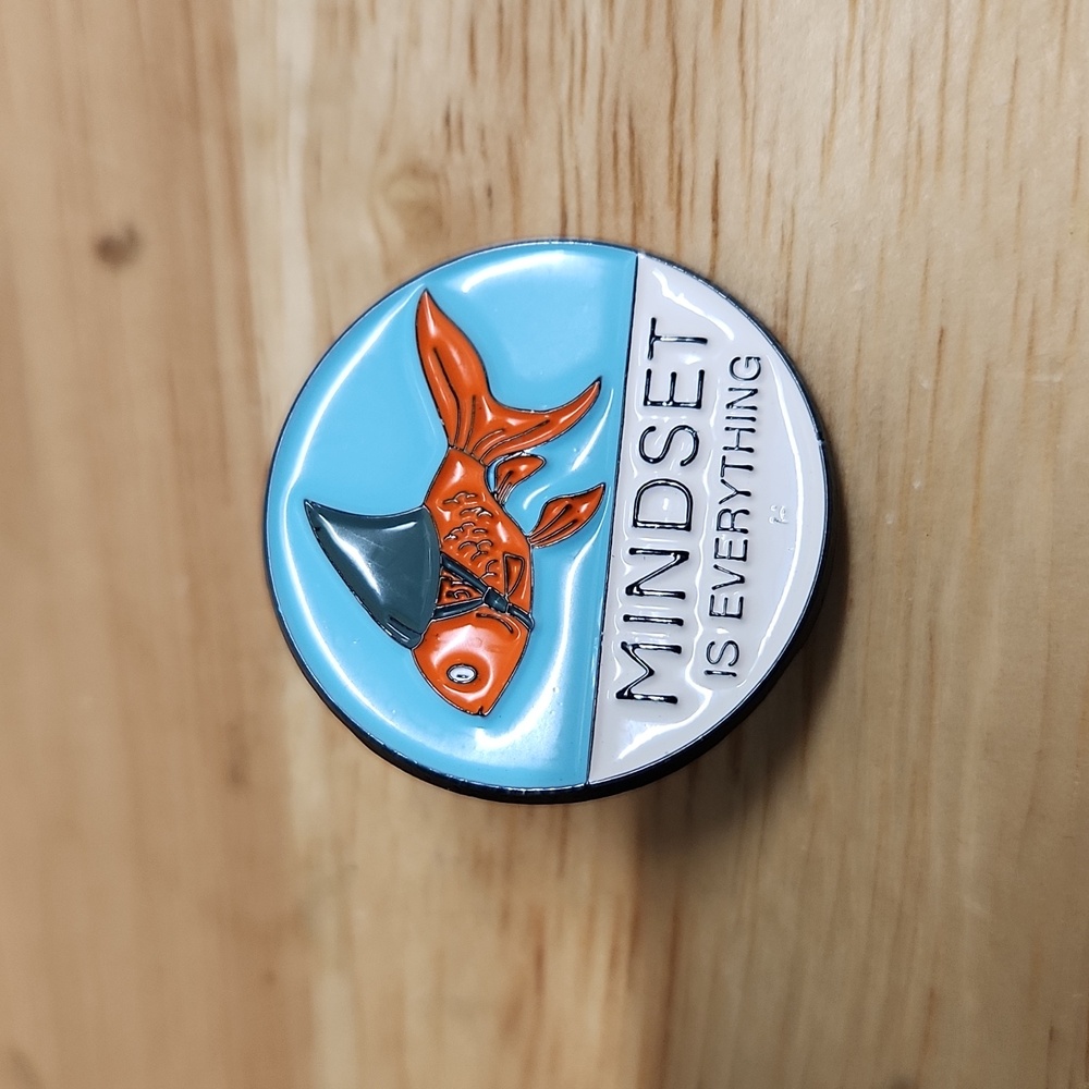Mindset Pin  GoldfishBrooch Mindset is Everything  Blue